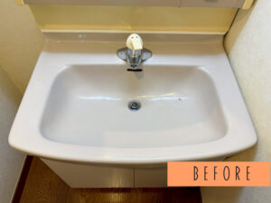五反田洗面ボール割れ再生塗装ビフォー画像